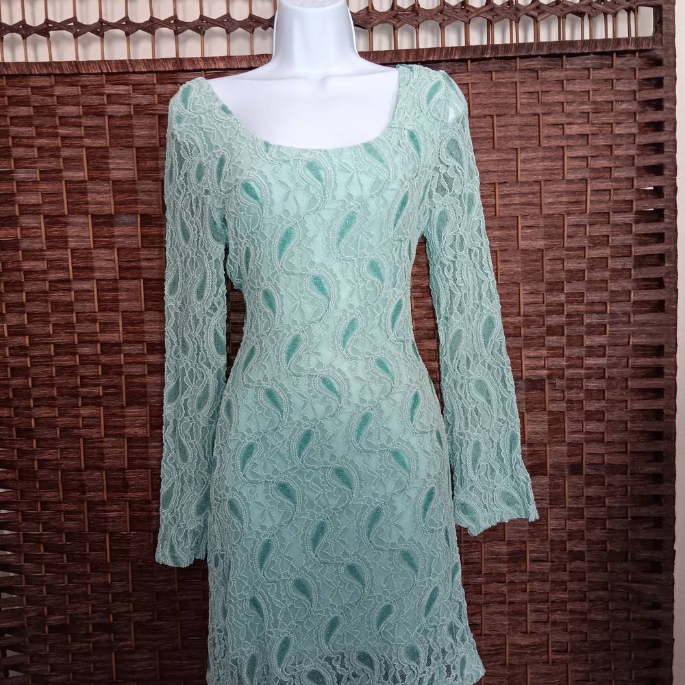 Teal Paisley Lace Dress